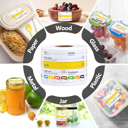 Restaurant Quality Shelf Life Food Rotation Labels Vinyl, 2” x 3” Self-Adhesive Removable Freezer Food Labels Stickers, Perfect for Reusable Containers, Food Date Sticker (Large, Count, 2) - style: 2 Pc