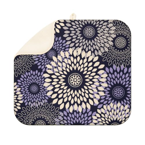 Boho Floral Dish Drying Mat for Kitchen Super Fast Absorbent Dishes Drainer Mat Large Dishes Drying Pad for Dishes, Pots and Pans, Utensils, Kitchen Countertop Decor 16x18 in - color: Boho Floral, size: 16" x 16"