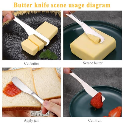 Homquen Stainless Steel Butter Knife, Butter Spreader, Butter Knives, Butter Spreader Knife for Kitchen Restaurant Party, Kitchen Gadgets, Set of 4 - color: 1. Silver