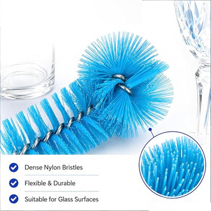 15.5 Inch Long Bottle Brush Set, 0.9” & 1.6” Dual Brush Heads, Fits Bottles with Openings Over 1 Inch, Soft Nylon Bristles for Water Bottles, Kombucha Bottles, Wine Decanters & Mason Jars, 2 Pack