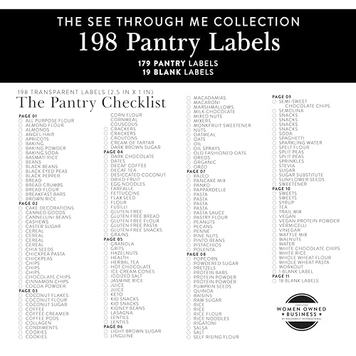 SAVVY & SORTED Pantry Labels for Food Containers, 198 Modern Font Kitchen Labels for Containers on Clear Sticker, Waterproof Scratch Resistant, Organize Pantry Essentials - style: Clear Narrow Pantry Labels