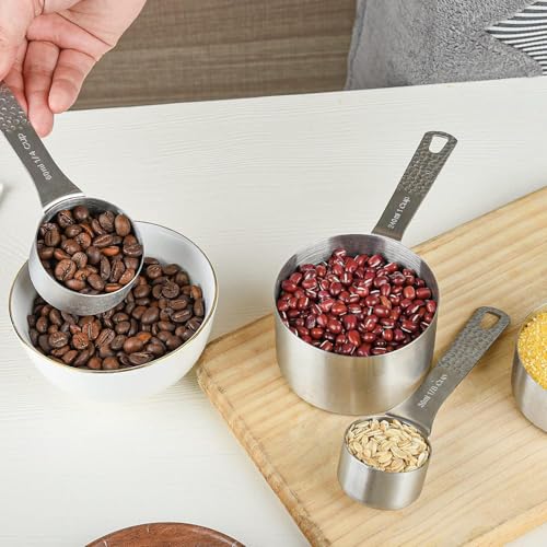 Measuring Cups and Spoons Set 13, 18/8 Stainless Steel Measuring Cups and Spoons Set for Baking and Kitchen, Metal Measuring Cups Set - color: Siliver