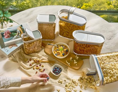 Felli Airtight Cereal Containers 2.6 Qt, Stackable BPA-Free Acrylic Cereal Dispenser with Flip-Top Lid, Small Dry Food Storage for Oats, Granola, Rice (Small 2.6 Qt - 3pk) - color: Small 2.6 Qt - 3pk