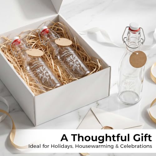 Ruckae 12 Pack 8oz Swing Top Glass Bottles with Airtight Stopper Lids-Flip Top Glass Bottle for Kombucha,Coquito, Syrup,Vanilla Extract,Brew Beer Kefir Bottles for Gift (8oz 12pack)