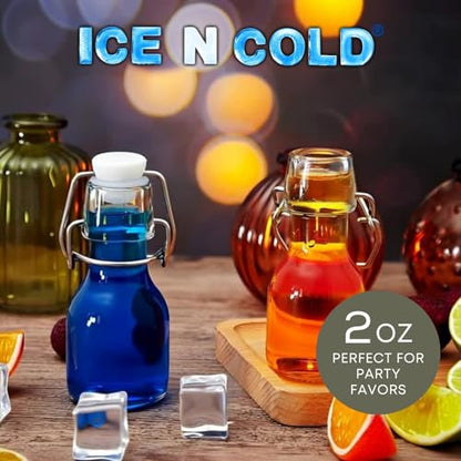 ICE N COLD Glass Swing Top Bottles | Flip Top Glass Bottles for Limoncello, Syrups, Oils, Vinegar, Extracts & Beverages | Airtight Reusable Glass Bottles (24-Pack, MINI (60ml | 2oz)) - color: 24-Pack, size: 4 Ounces
