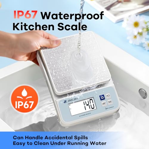 Digital Kitchen Scale 11lb/5kgx0.1g Waterproof Food Scales for Kitchen Rechargeable Food Weighing Scale with LCD Display, Large Food Scale Grams and Ounces for Baking, Cooking, Weight Loss, Meal Prep - color: Blue