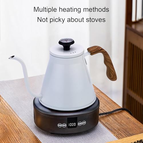 1.2L Stainless Steel Drip Coffee Kettles with Integrated Thermometers and Ergonomic Handle for Brewing Modern Design Kettles - color: Flower Rock Grey