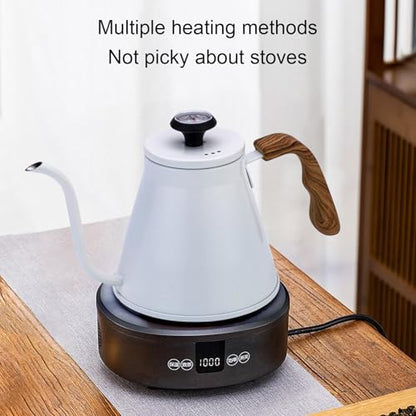 1.2L Stainless Steel Drip Coffee Kettles with Integrated Thermometers and Ergonomic Handle for Brewing Modern Design Kettles - color: Flower Rock Grey