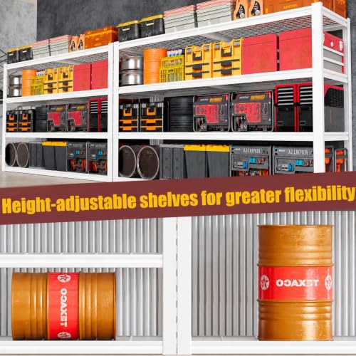 White Heavy Duty Garage Shelving Unit 65 W x 24 D x 84 H, 5 Tier Metal Storage Shelves, Upgraded Steel Structure, Rack for Basement, Shop, Warehouse, Pantry - size: 65W x 24D x 84H