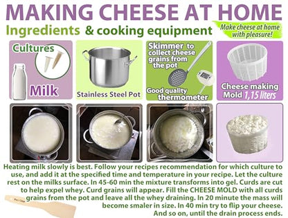 Soft Cheese Mold for Cheese Making 1.25QT - Small Cheese Mold - Homemade Cheese Making Supplies - Cream Form - Molde Para Queso Fresco Casero - Feta Ricotta Basket