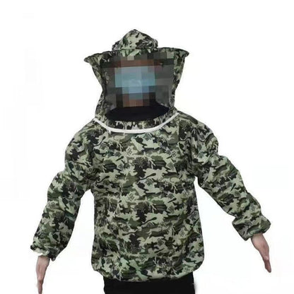 Acouto Beekeeping Jacket Ultra Lightweight Maximum with Detachable Veil Hood for Beginner & Professional Beekeepers – Blue, Polyester Ventilated Beekeeper Jacket for Honey Harvesting (Five Star - color: Five Star Camouflage