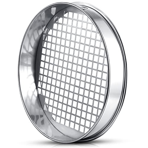 Youyole 11.81 Inch Soil Sifter Sieve for Gardening Sand Garden Dirt Sifter for Rocks Stainless Steel Soil Riddle Sieve Mesh Filter Compost Screen 12.5 mm in Hole Size Bonsai Gardening Tool