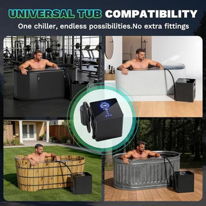 Cold Plunge Chiller Pro, Upgraded 1/2HP Ice Bath Chiller for Any Tub, Cools to 39°F, No Pump or Plumbing Needed, WiFi App Control, Ready-to-Use for Outdoor Home Cold Therapy