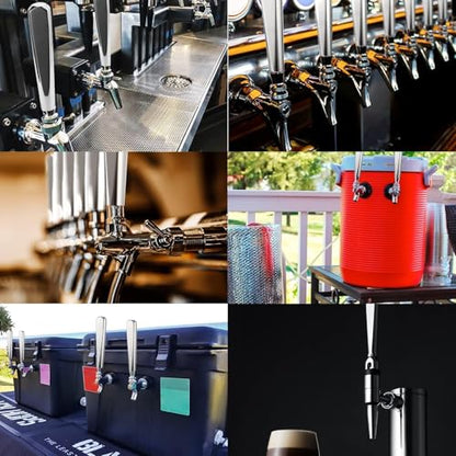 MRbrew Beer Tap Handle 2 PCS, Upgraded Beer Faucet Handle 304 Stainless Steel Beer Keg Tap Handle Commercial Standard 3/8”Threading Kegerator Tap Handle for Kegerator Tower Stout Nitro Tap Draft Beer - size: 2 Count