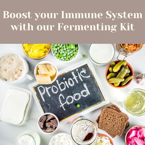 Jarming Collections Complete Kefir Starter Kit/Kombucha Fermentor Kit-1 Mason Jar Wide Mouth-Plastic Storage Lid - HIC(4 Inch) Nylon Mesh Strainer-Cotton Cloth Cover and Wood Spoon (Half Gallon)