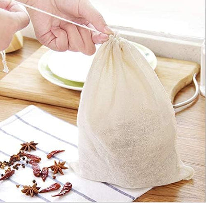 HLLMX 20 PCSReusable Tea Bag Spice Bags Muslin Bags Unbleached for Herbs Tea Coffee Cooking Brewing Straining Cheesecloth Bone Broth Brew Bags Soup Gravy Broth Stew Bags