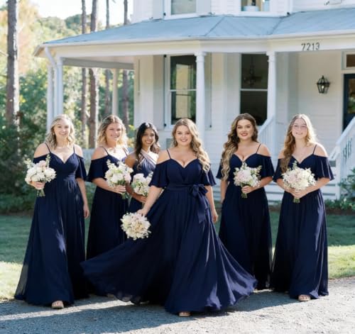 Plus Size V Neck Bridesmaid Dress with Pockets Flutter Sleeve Pleated Formal Evening Dresses ZU125 - color: Aqua Blue, size: 4