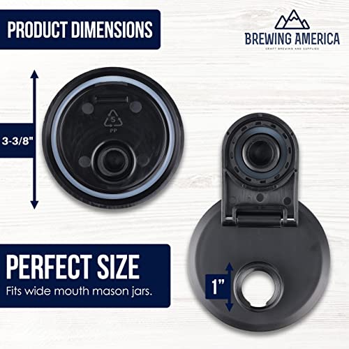 Mason Jar Lids Wide Mouth Plastic 4 pack-USA Made-Flip Cap Screw Top Pour Spout Drink Hole - Leak-proof for Ball, Kerr, Azure Canning Jars - Airtight for Drinks to Go and Controlled Pouring - Black - color: Black
