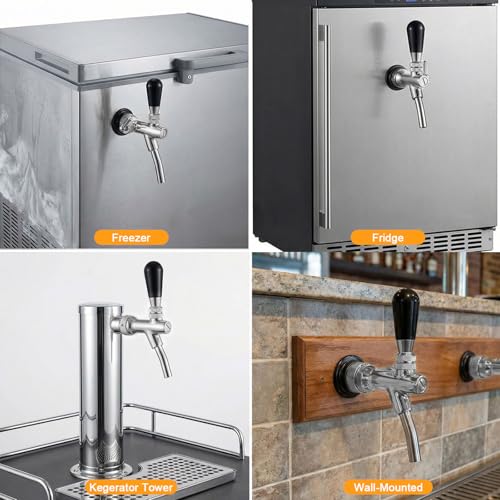 Long Shank Flow Control Beer Faucet, Beer Tap Faucet Upgraded Adjustable Bar Tap with Stainless Steel Core & Brass Body, 4" Draft Beer Shank with 5/16 Barb & G5/8 Thread for Homebrew - size: Brass and Stainless Steel
