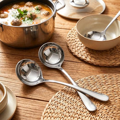 6 Pack Small Stainless Steel Ladle, Gravy Ladle Spoon, Stainless Steel Ladles for Soup, 7.9 Inch Premium Steel Sauce Ladles for Gravy, Soup, Sauce, Silver