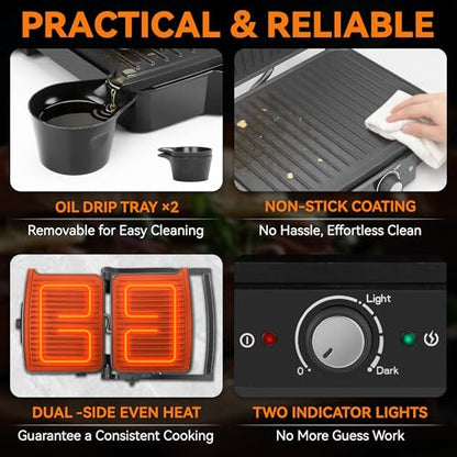 Baker’s Friend Panini Grill Press Sandwich Maker, 4-Slices Panini Press Maker, Grill Cheese Sandwich Maker, Indoor Grill Electric, Non Stick Surfaces, Stainless Steel - style: Panini Grill Press Sandwich Maker