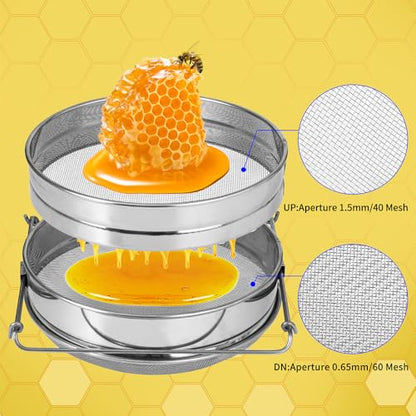 Beekeeping Extract Tools Double Bee Sieve Honey Debris Strainer Filter Honey Stainless Steel
