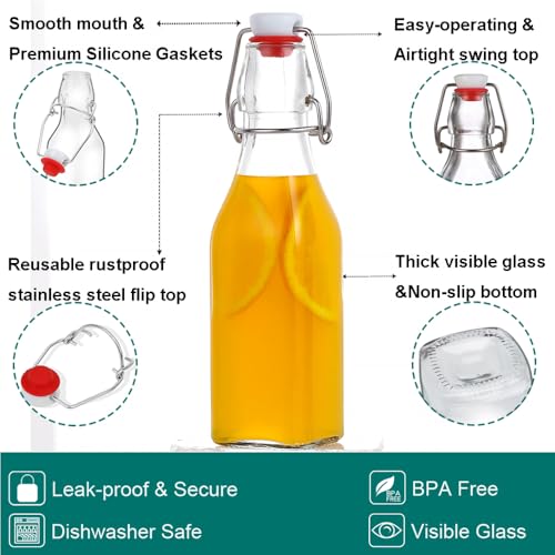 ZEBEIYU Swing Top Glass Bottles 8 oz with Airtight Lids for Home Brewing, Kombucha, Kefir, Vanilla Extract, Beer, Oil, Vinegar, Homemade Juices, Water,Soda Set of 9