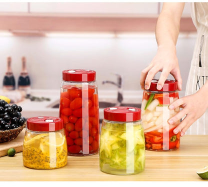 1 Liter Fermentation Jar, Fermenting Kit with Venting Valve Airlock and Fermenting Weight, Pickle Jar, Wide Mouth Glass Jar for Pickles, Kimchi, Sauerkraut, Mead, Kombucha, Sourdough - size: 1.0L