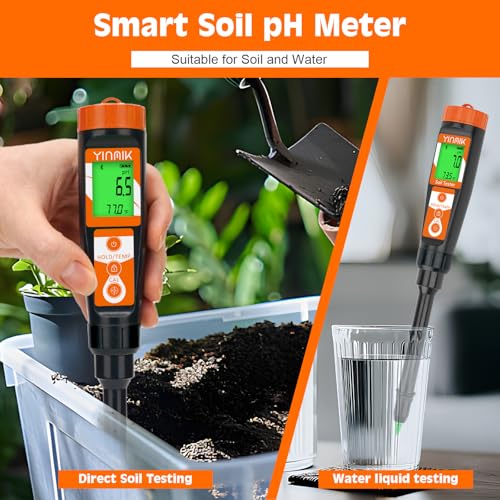 Digital pH Meter for Soil, YINMIK Soil pH Tester for Potted Plants | Professional pH Reader for Soil and Water,Soil pH Test Kit for Garden, Lawn, Greenhouse, Indoor & Outdoor, Farming, Yard Use