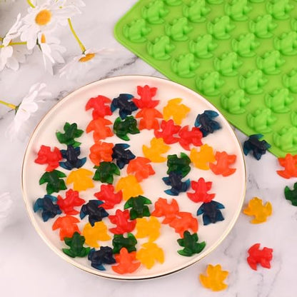 Sakolla Mini Frog Candy Molds, 100 Cavities Silicone Molds for Chocolate, Gummy, and Mints, Set of 2 with 2 Droppers (Green) - color: Mini Frog/Green