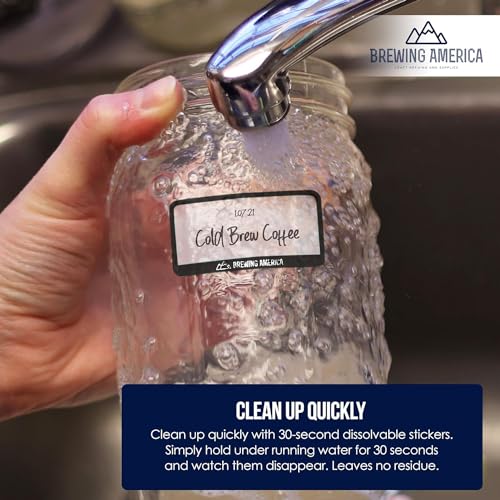 Dissolvable Food Labels for Food Containers - Made in USA - Great for Food Prep, Pantry, Canning, Freezer, Mason Jar Storage, Bottles and Rotation– No Scrubbing, No Residue - Black - color: Black