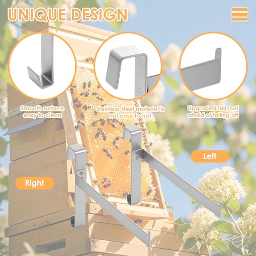 2 Pairs Beehive Frame Holder, Beehive Frame Rack Stainless Steel Large Capacity Bee hive Frame Support Rack Stand for Home Beekeeping Honey Harvesting and Inspection