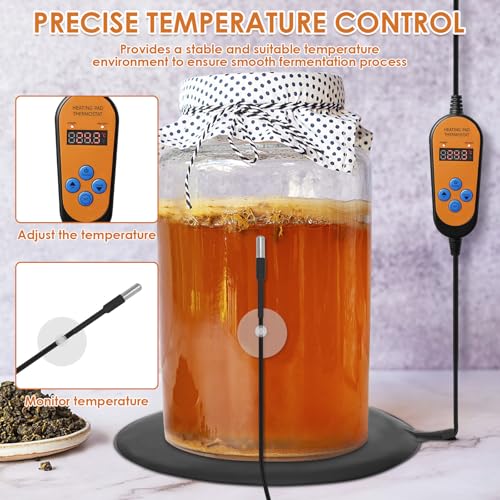Kombucha Heating Pad, Home Brewing Fermentation Heating Pad with Temperature Controller, Fermentation Heater Warmer, Multipurpose Brewing Heat Pad for Plastic and Glass Carboy Fermentors