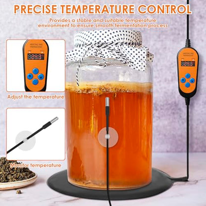 Kombucha Heating Pad, Home Brewing Fermentation Heating Pad with Temperature Controller, Fermentation Heater Warmer, Multipurpose Brewing Heat Pad for Plastic and Glass Carboy Fermentors