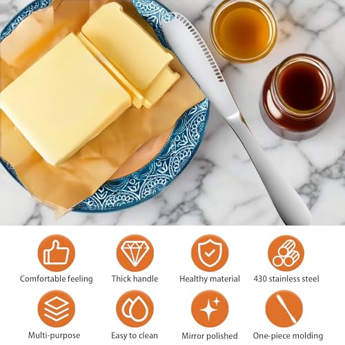 Butter Knife Spreaders,Durable 8.7" Butter Knife,Stainless Steel Butter Knives Curler, butter knife with holes in blade, Butter Grater,3 in 1 for Cutting and Spreading Butter Cheese Jam