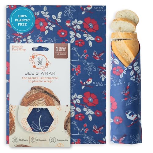 Bee's Wrap Beeswax Wraps for Bread - Beeswax Bread Wrap for Sourdough & Bread Storage - Plastic Free Made in USA Reusable Natural Food Wrap - Botanical - color: Botanical