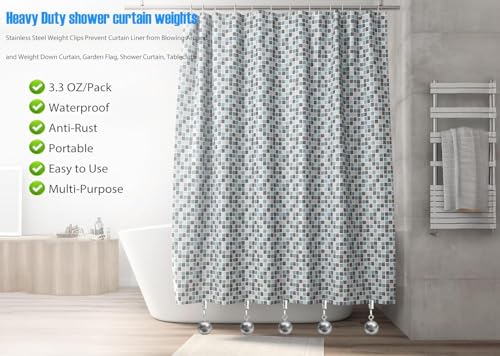 10 Pack Shower Curtain Weights, Prevent Curtain Liner from Blowing Around, Stainless Steel Shower Liner Weights Clip Down Curtain, Garden Flags Tablecloth - size: 10 Pack