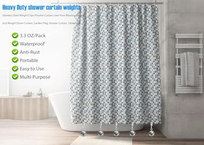 8 Pack Shower Curtain Weights, Prevent Curtain Liner from Blowing Around, Stainless Steel Shower Liner Weights Clip Down Curtain, Garden Flags Tablecloth - size: 8 Pack