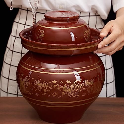 Ceramic Fermentation Crock Jar Kit,Sauerkraut Crock, Traditional Chinese Porcelain Pickle Jar with Water Seal Airlock Lid,Pickle Jar for Fermenting or Pickling Pickl 2.5Kg - size: 2.5Kg