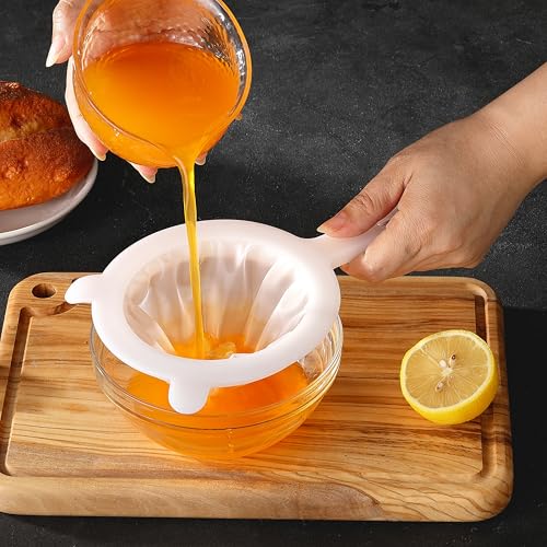 VRUIFA 2PCS Plastic Fine Mesh Strainer, Nylon Ultra Strainer for Juice, Coffee, Honey, Milk, Nut Milk with Handle (120+200Mesh)