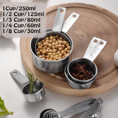 Stainless Steel Measuring Cups Set, 5 Pieces Kitchen Measuring Sets Gadgets tool,For Cooking & Baking,Measure Dry & Wet Ingredients And Liquid (Cups) - style: Cups