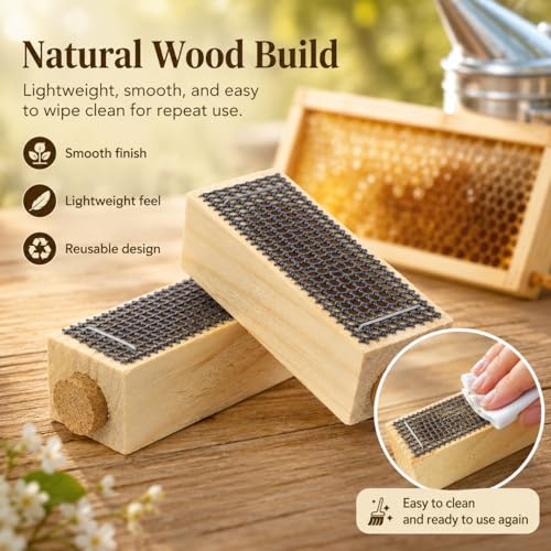 Toddmomy Wooden Bee Cage 5 Pack Beekeeping Tool with Ventilated Wire Mesh for Safe Queen Rearing and Hive Management - size: 6.00X2.00X2.00CM