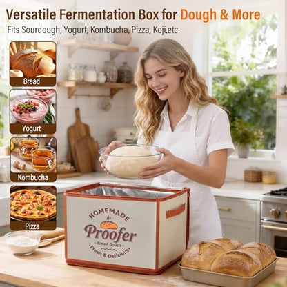 Foldable Bread Proofing Box, JOCXSPI 4-Sided Heating Dough Proofer for Sourdough Starter, 68–131°F Temp Control, 99H Timer, Metal Rack, Water Tray, Humidor for Pizza, Yogurt, Kombucha, Baking (Beige) - color: Beige