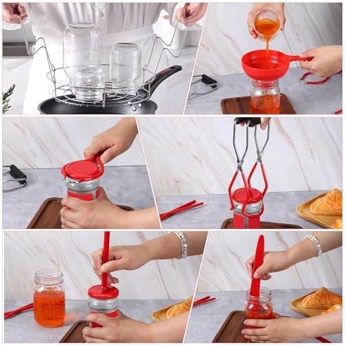 Canning Kits, Canning Supplies Boxed Set, Stainless Steel Set, Jar Lifter, Tongs, Complete Multifunctional Canning Tools, Canning kit includes wide mouth funnel for mason jars