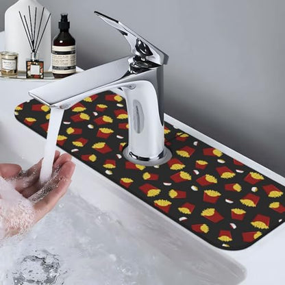 French Fries Ketchup Faucet Mat For Kitchen Sink, Absorbent Countertop Protector, Quick Dry Sink Splash Guard Pad, Waterproof Draining Mat 15" X 5.5" - color: Style 8