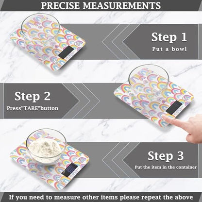 Food Scale Kitchen Scale for Baking Cooking Digital Food Weighing Measuring Scale Small Waterproof Electric Food Scale Gradient Cute Rainbows - color: Gradient Cute Rainbows