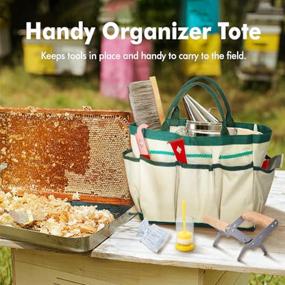 BeeCastle Beekeeping Supplies 22PCS Beekeeping Tools Kit with Organizer Handbag, Bee Keeping Supplies-All Tools Kit Bee Keeping Starter Kit for Beginners and Professional Beekeepers