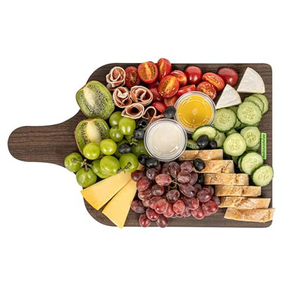 Cater Tek 15.8 x 9.8 Inch Charcuterie Boards, 10 Faux Wood Cheese Boards - WIth Handle, Stackable, Dark Paper Cardboard Charcuterie Boards, Disposable, For Serving At Catered Events - Restaurantware - color: Dark, size: 15 3/4"