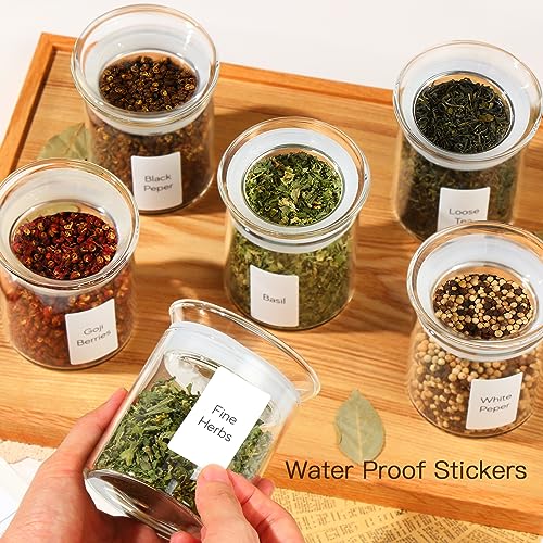 ZENS 10oz Glass Jars with Airtight Lid, 4 Pack Glass Kitchen Canisters Set for Spice, Loose Tea, Small Clear Glass Storage Jars with Labels for Herbs, Sugar - size: 1-10oz 4Pack