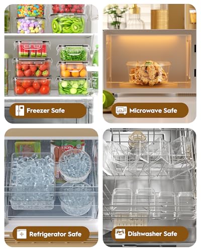 BiuLeon 40 PCS Food Storage Containers with Lids Airtight (20 Containers & 20 Lids), Leakproof Meal Prep for Kitchen Storage, BPA-free, Food-grade, Reusable, Microwave/Dishwasher Safe